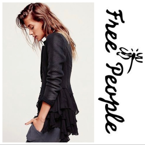Free People Fitted Ruffles Military Jacket - Picture 2 of 8